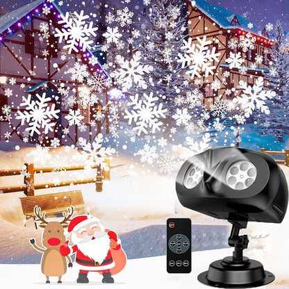 2024 Upgraded Snowflake Christmas Light Projector Outdoor Dual Head Christmas Snowfall Projection Spotlight for Garden Decor